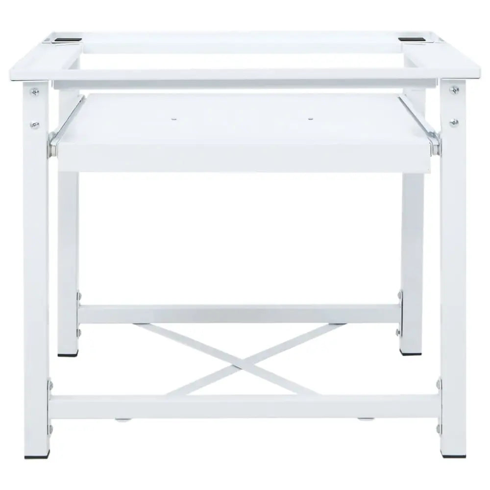 wit metaal tabel frame - Wasmachine verhoger met uittrekbaar schap wit 60 x 56 x 52