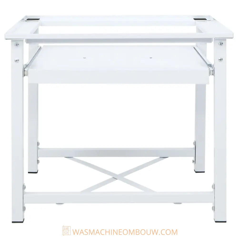 wit metaal tabel frame - Wasmachine verhoger met uittrekbaar schap wit