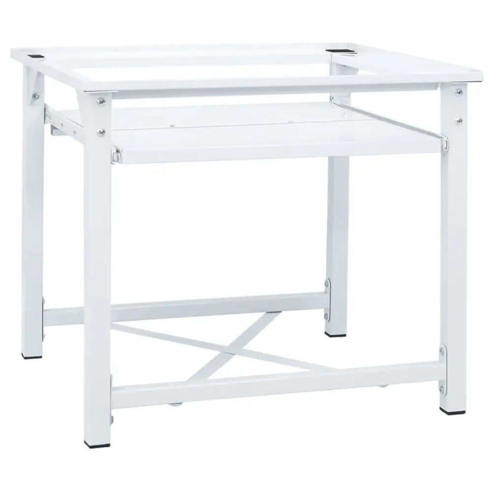 wit metaal vierkant tabel frame - Wasmachine verhoger met uittrekbaar schap wit