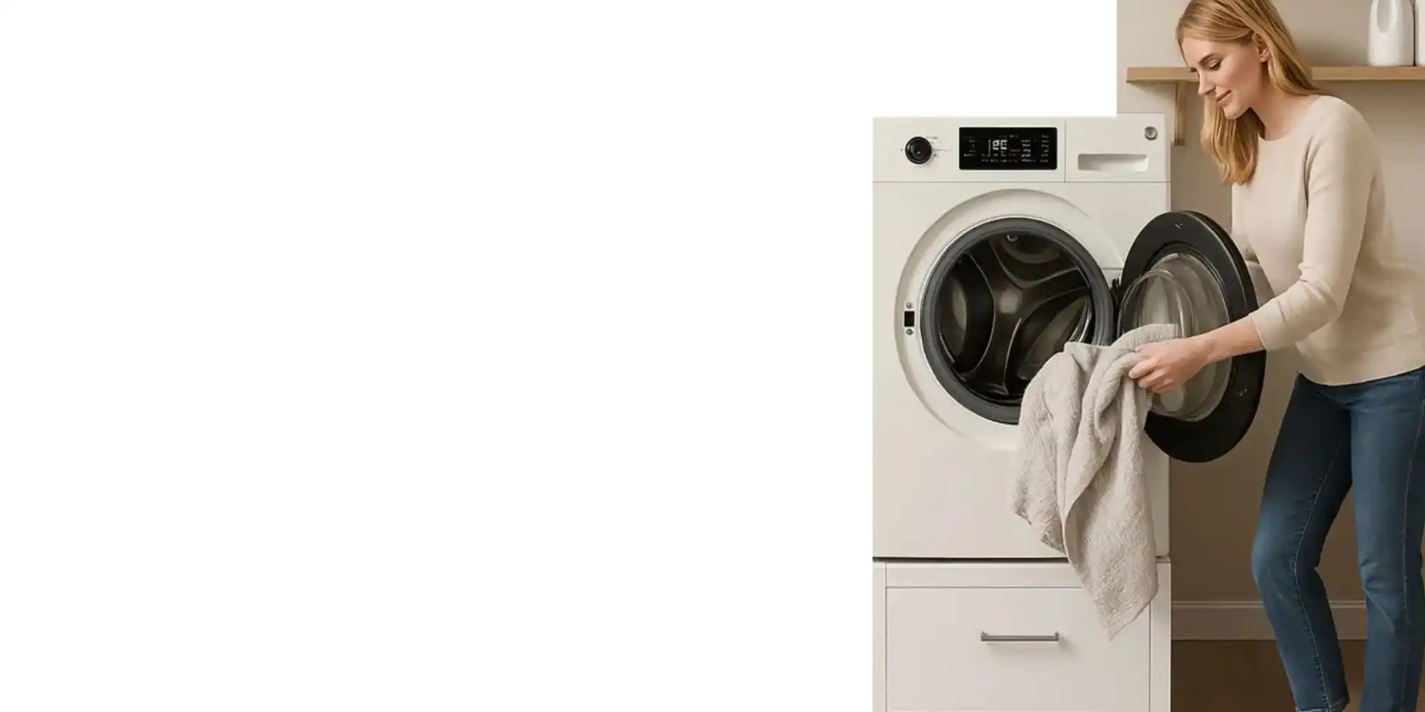 Witte voorlader wasmachine.