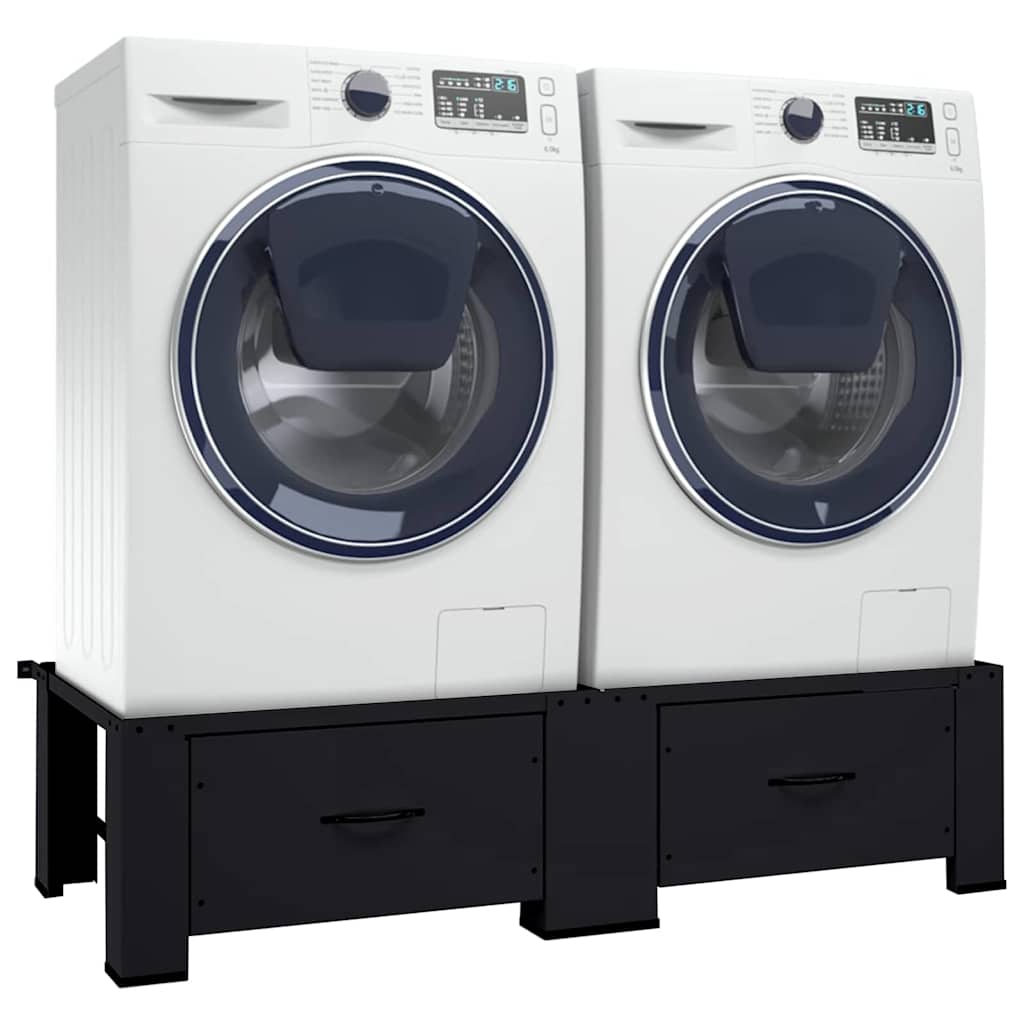 Wasmachine Pedestal 2 pcs Zwart 127 x 54,5 x 32,5 cm Staal