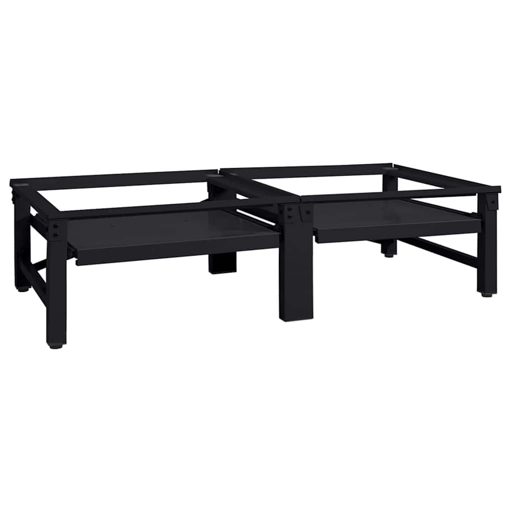 Wasmachine Pedestal 2 pcs Zwart 124,5 x 61,5 x 32,5 cm Staal