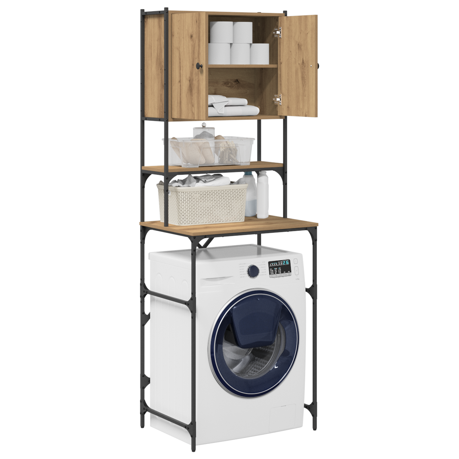 Wasmachinekast Artisan Eiken 68 x 48,5 x 194 cm Bewerkt hout
