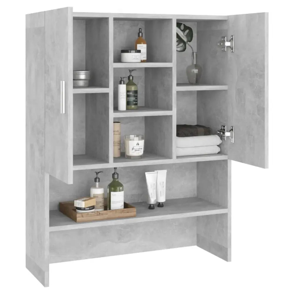 grijs badkamer kast open deur - Wasmachine boven kast 70,5x25,5x90 cm betongrijs
