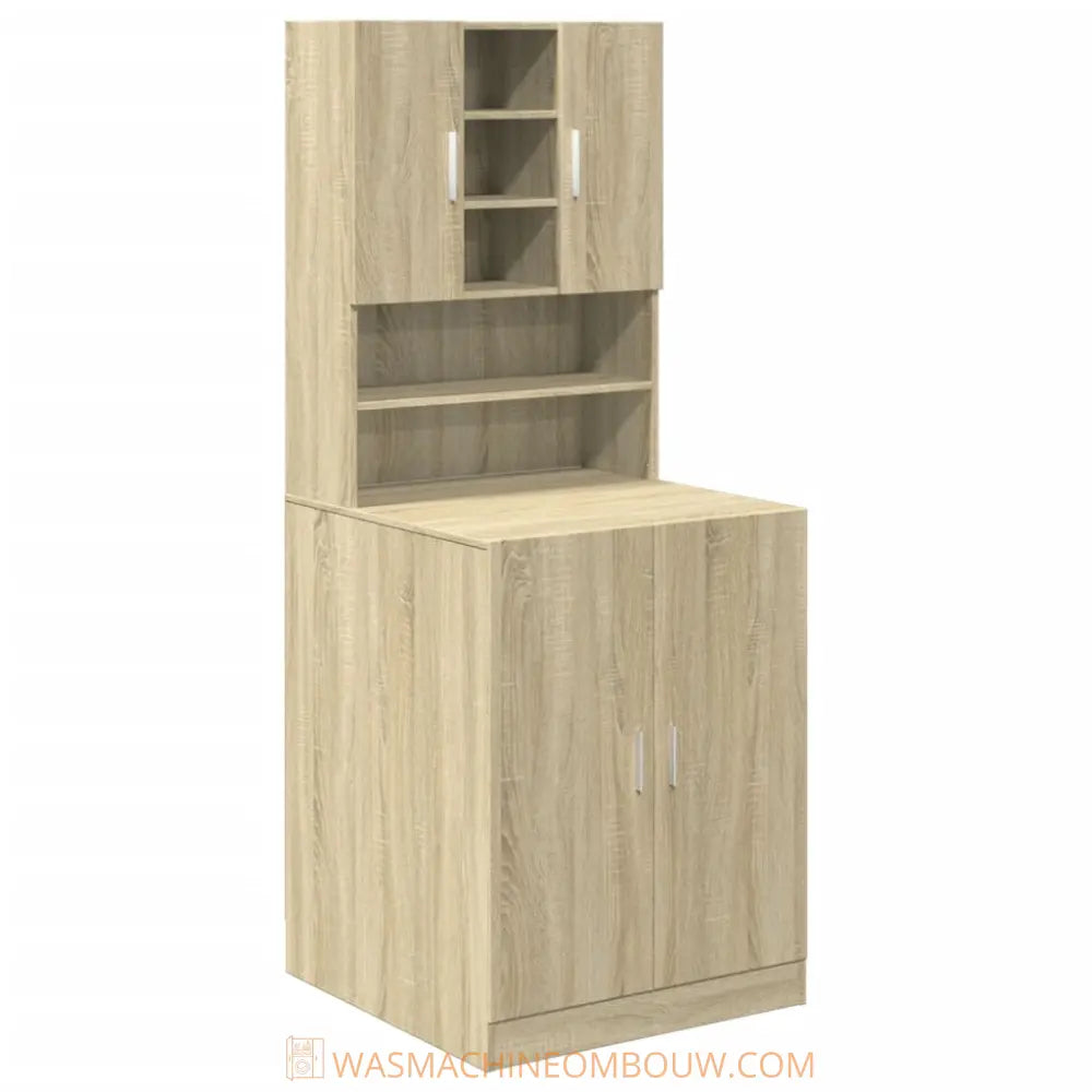 houten opslag kast planken - Wasmachine en droger kast 2 st bewerkt hout sonoma eiken kleurig