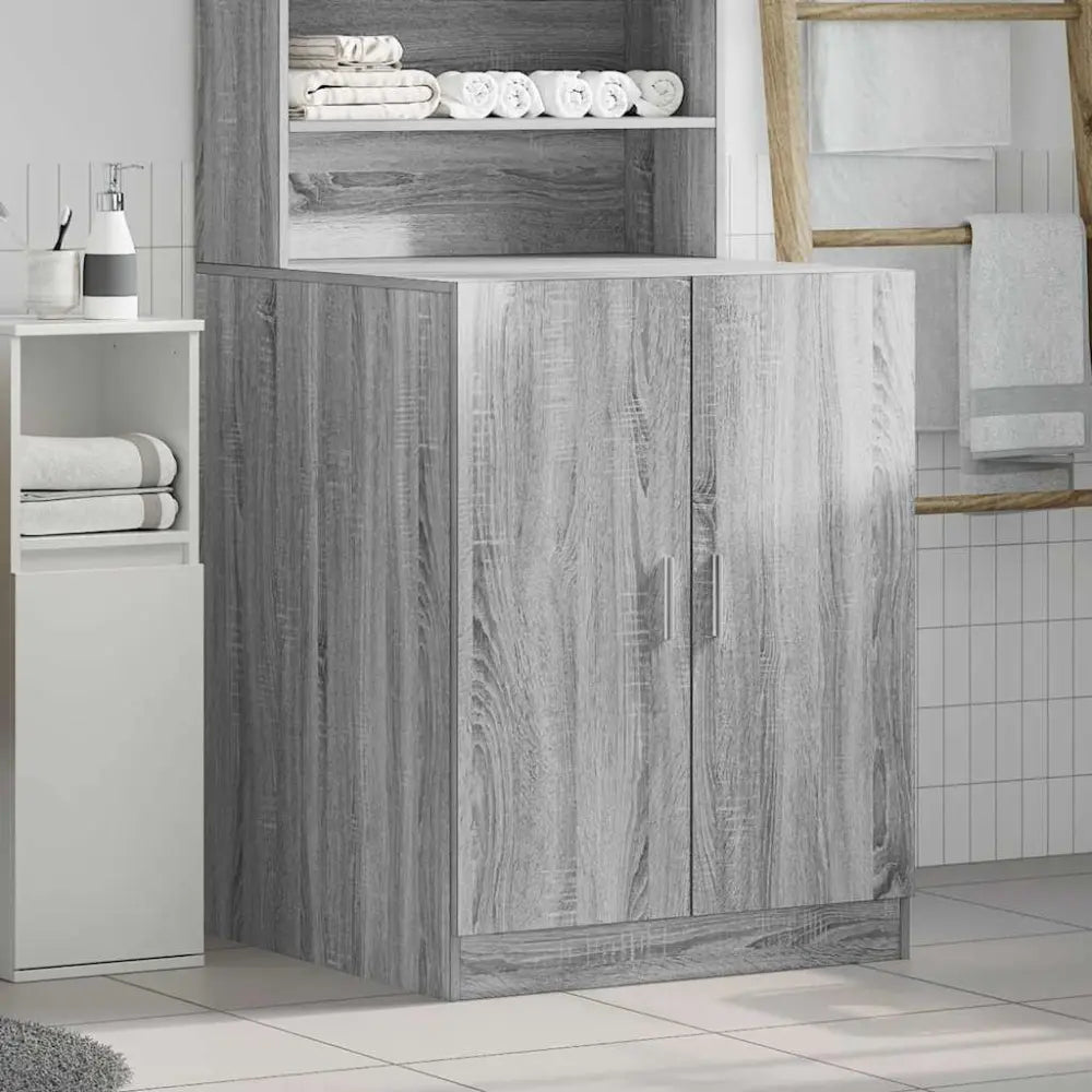 grijs houtnerf badkamer kast - Wasmachine kast 71x71,5x91,5 cm grijs sonoma eikenkleurig