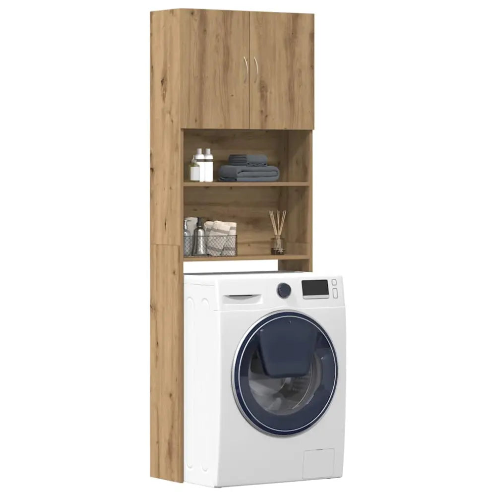 kamer kast machine - Wasmachine kast met deuren 64x24x190 cm bewerkt hout artisanaal eikenkleur