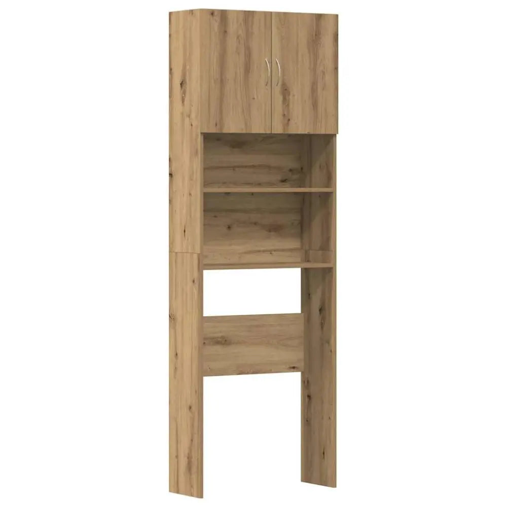 houten boven het toilet opslag kast - Wasmachine kast met deuren 64x24x190 cm bewerkt hout artisanaal eikenkleur