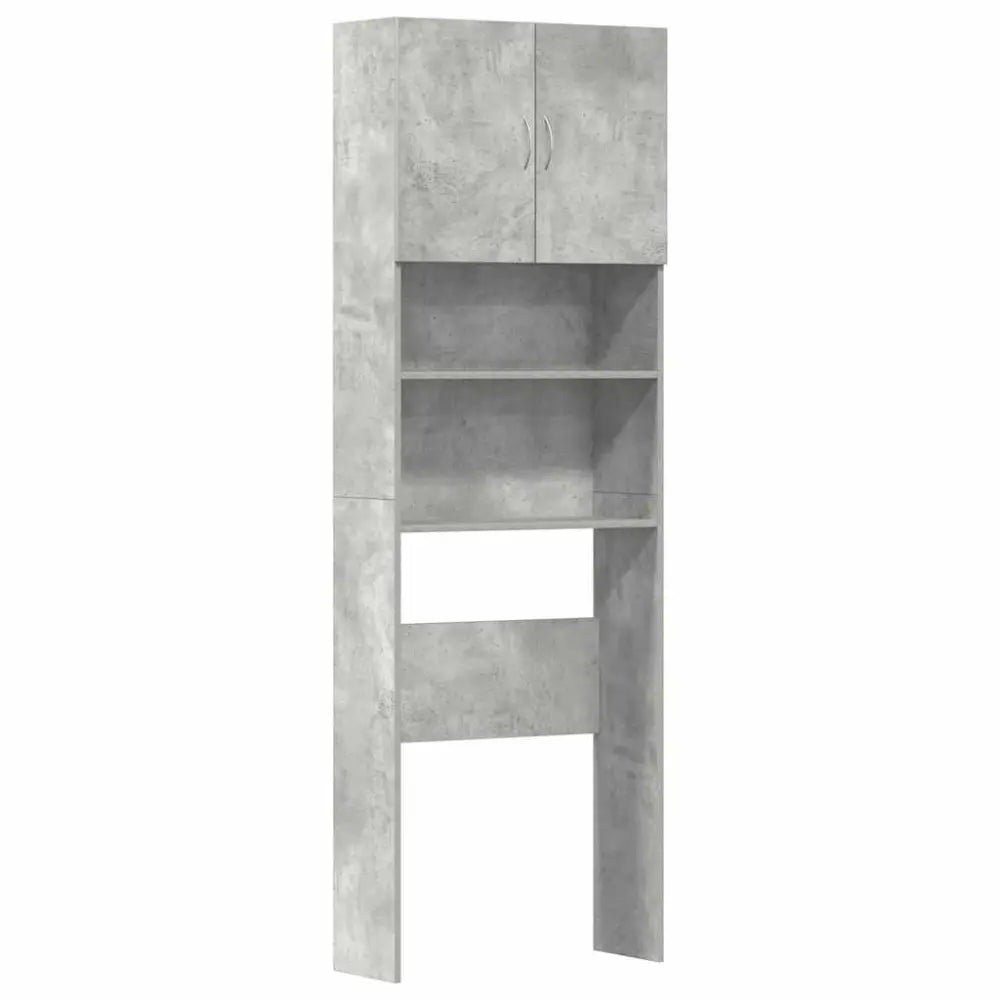 betonlook badkamer opslag kast - Wasmachine kast met deuren 64x24x190 cm bewerkt hout betongrijs
