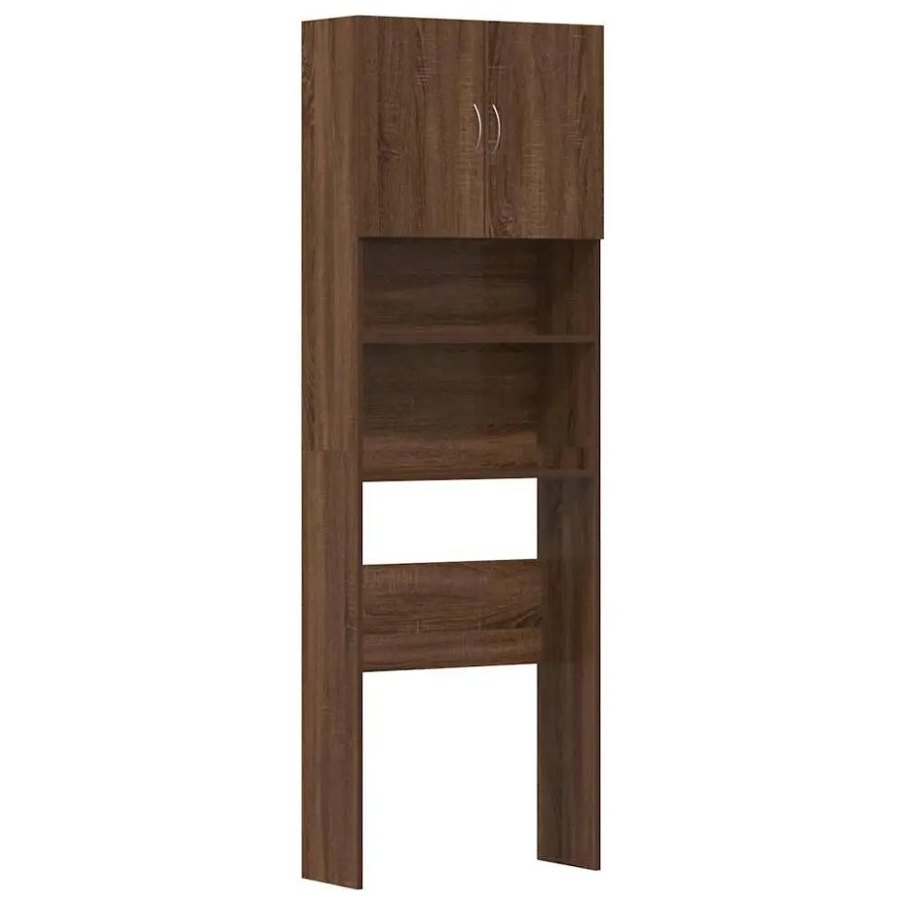bruin houten boven het toilet opslag kast - Wasmachine kast met deuren 64x24x190 cm bewerkt hout bruin eikenkleurig