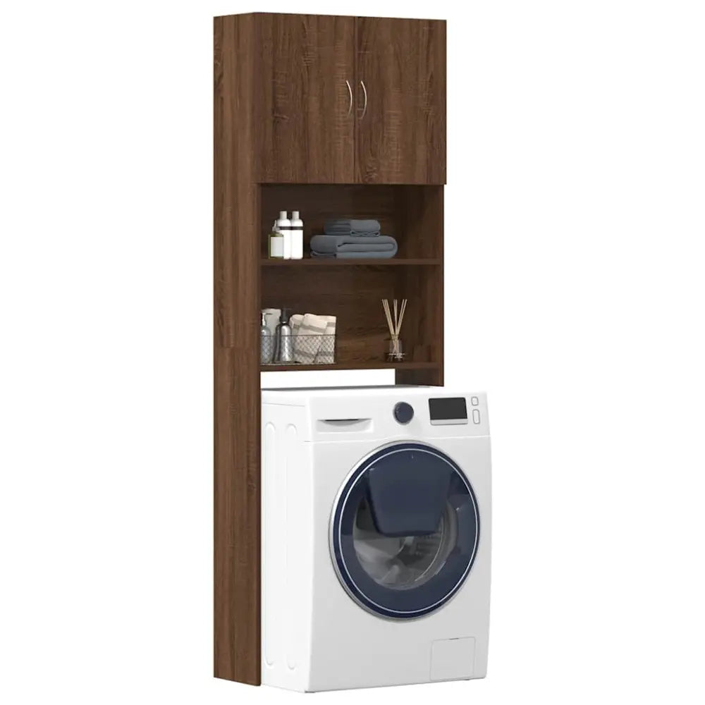 kamer kast machine - Wasmachine kast met deuren 64x24x190 cm bewerkt hout bruin eikenkleurig