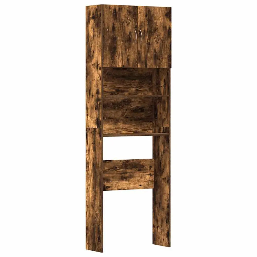houten boven het toilet opslag kast - Wasmachine kast met deuren 64x24x190 cm bewerkt hout gerookt eikenkleurig