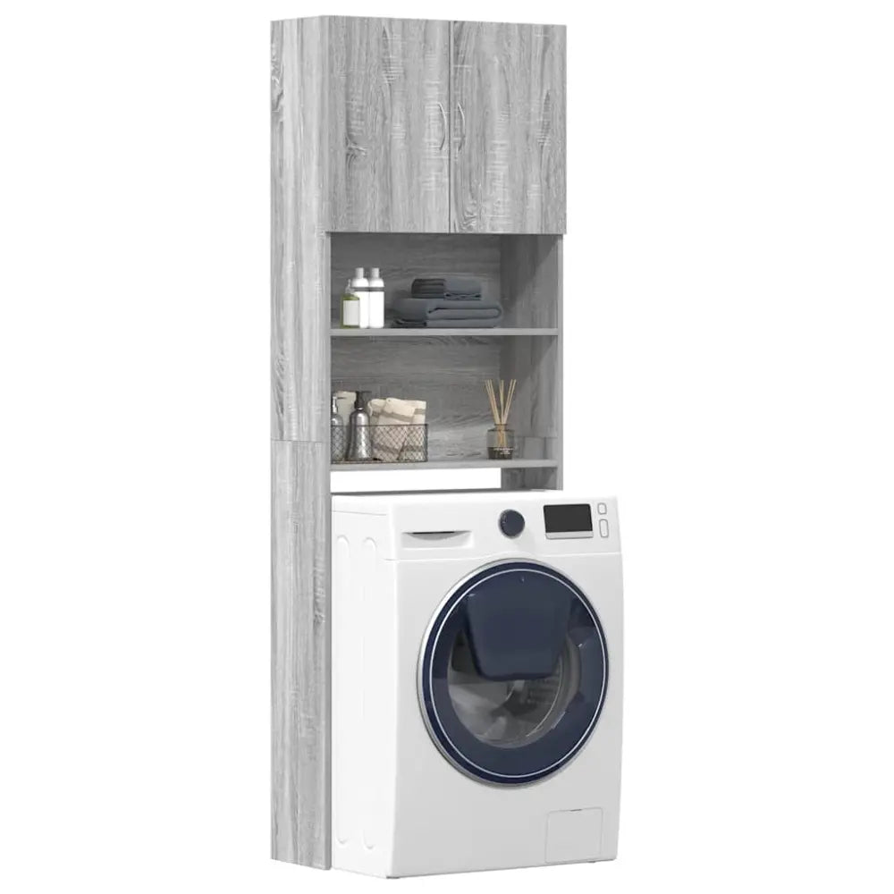 machine opslag kast - Wasmachine kast met deuren 64x24x190 cm bewerkt hout grijs sonoma eikenkl
