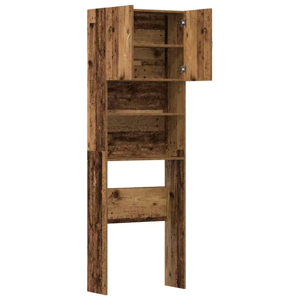 rustiek houten boven het toilet opslag kast - Wasmachine kast met deuren 64x24x190 cm bewerkt hout oud houtkleurig