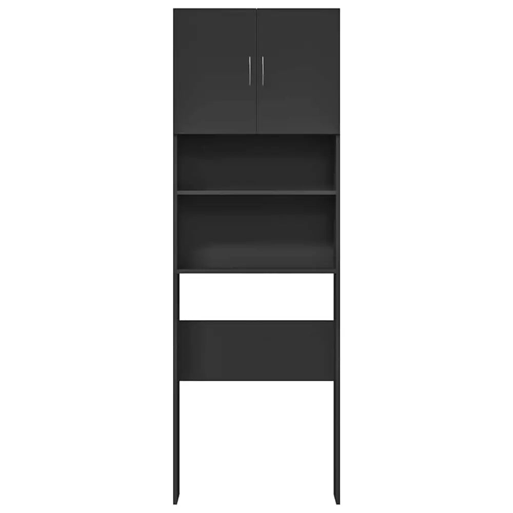 zwart boven het toilet opslag kast - Wasmachine kast met deuren 64x24x190 cm bewerkt hout zwart