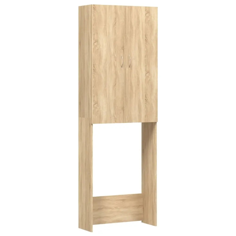 houten boven het toilet opslag kast - Wasmachine kast met opberg vak en deuren eikenkleurig