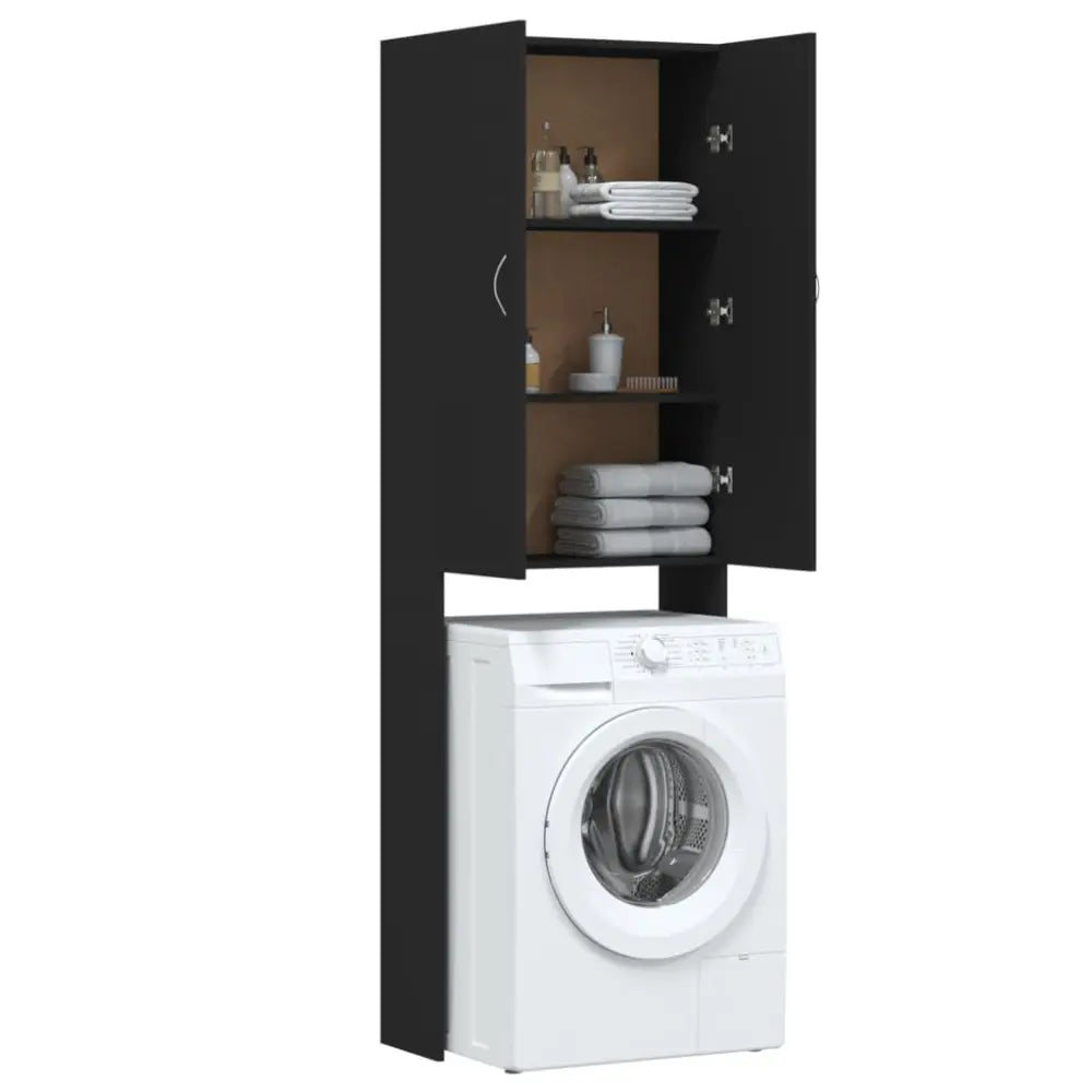 zwart kast machine - Wasmachine kast met opberg vak en deuren zwart