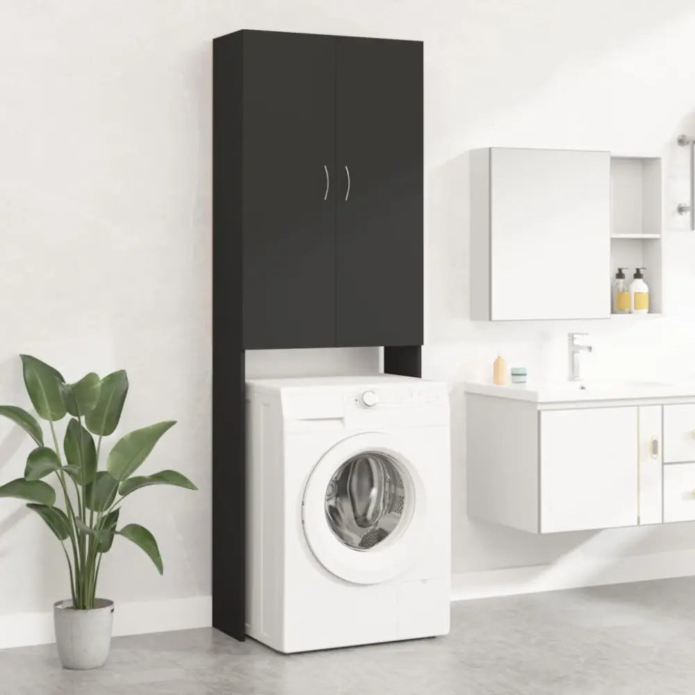 zwart kast wit machine - Wasmachine kast met opberg vak en deuren zwart