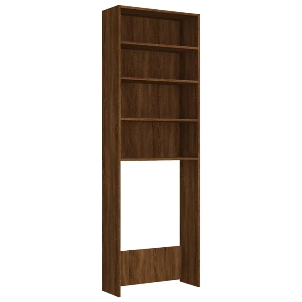 houten boekenkast open ruimte - Wasmachine kast met vakken 64x24x190 cm bruin eikenkleur