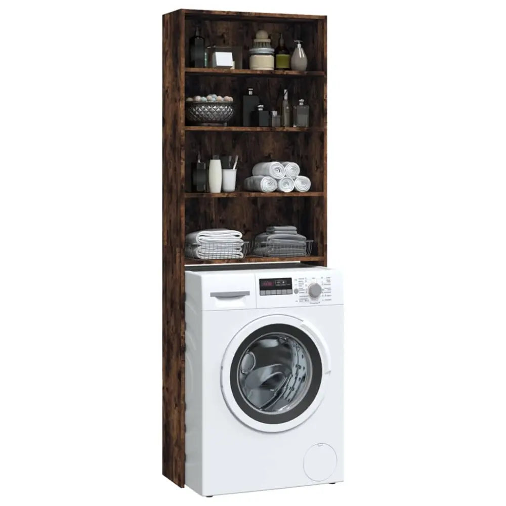 machine overhead - Wasmachine kast met vakken 64x24x190 cm gerookt eikenkleurig