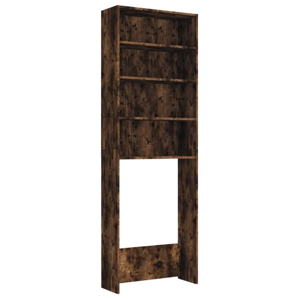 bruin houten boven het toilet eenheid - Wasmachine kast met vakken 64x24x190 cm gerookt eikenkleurig