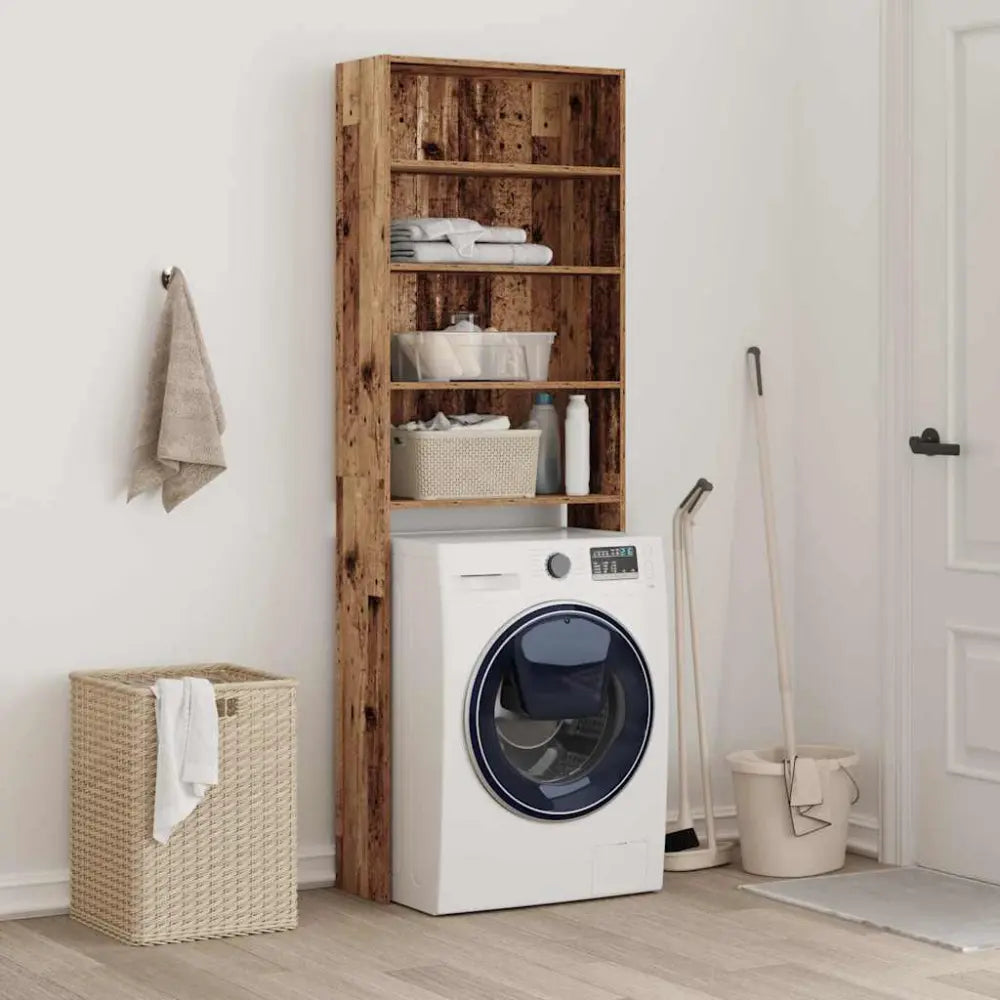 kamer machine houten - Wasmachine kast met vakken 64x24x190 cm oud houtkleurig
