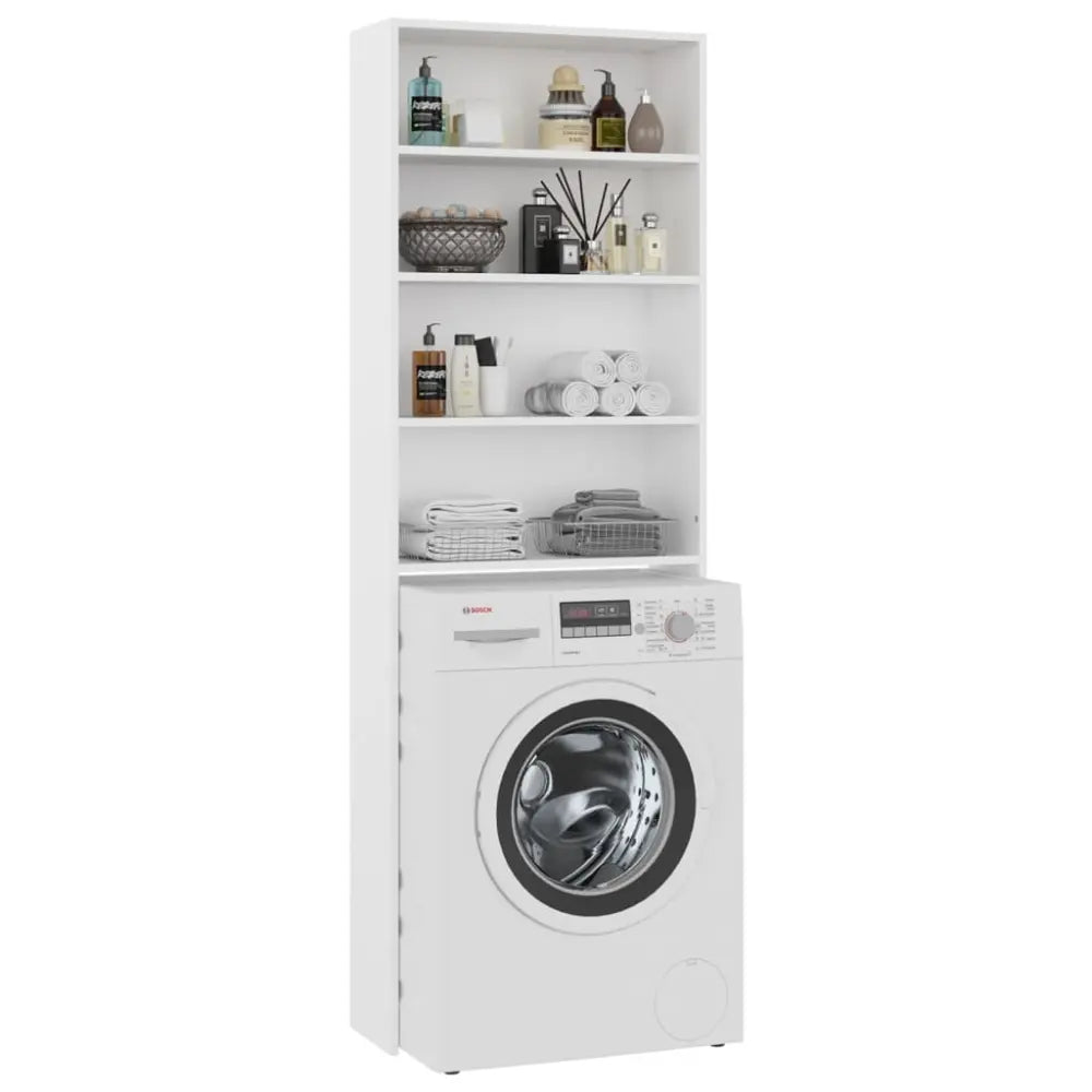 wit machine eenheid - Wasmachine kast met vakken 64x24x190 cm wit