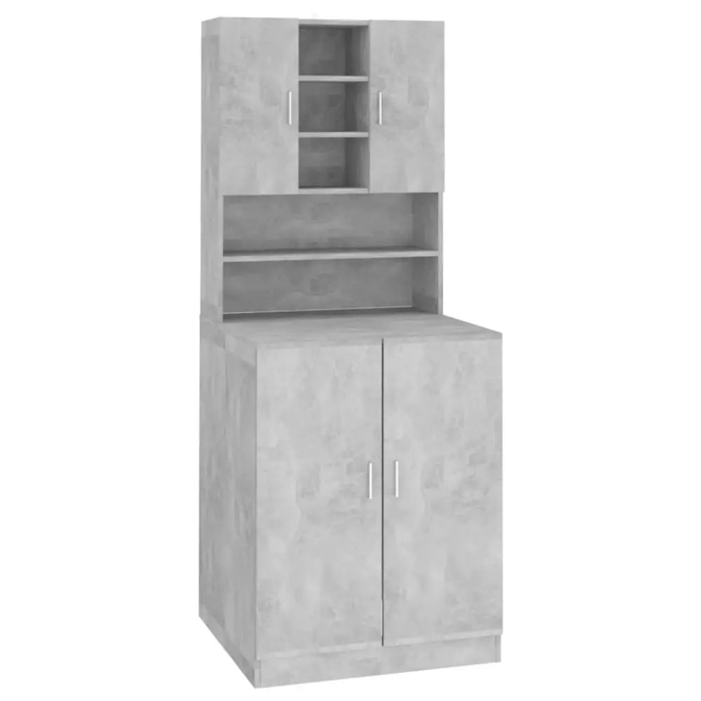 grijs opslag kast planken - wasmachine kast ombouw met deuren betongrijs