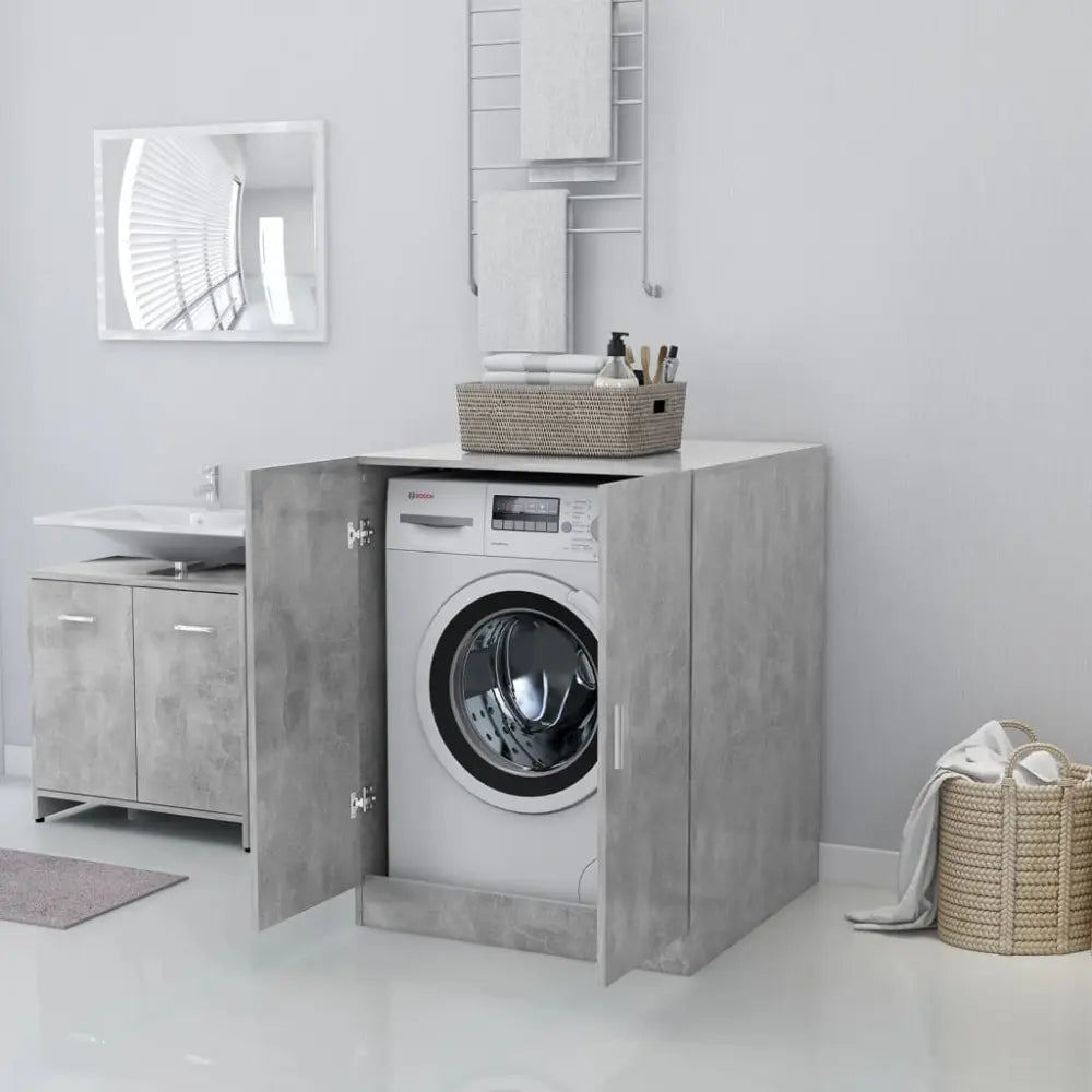 machine ingesloten kast - wasmachine kast ombouw met deuren betongrijs