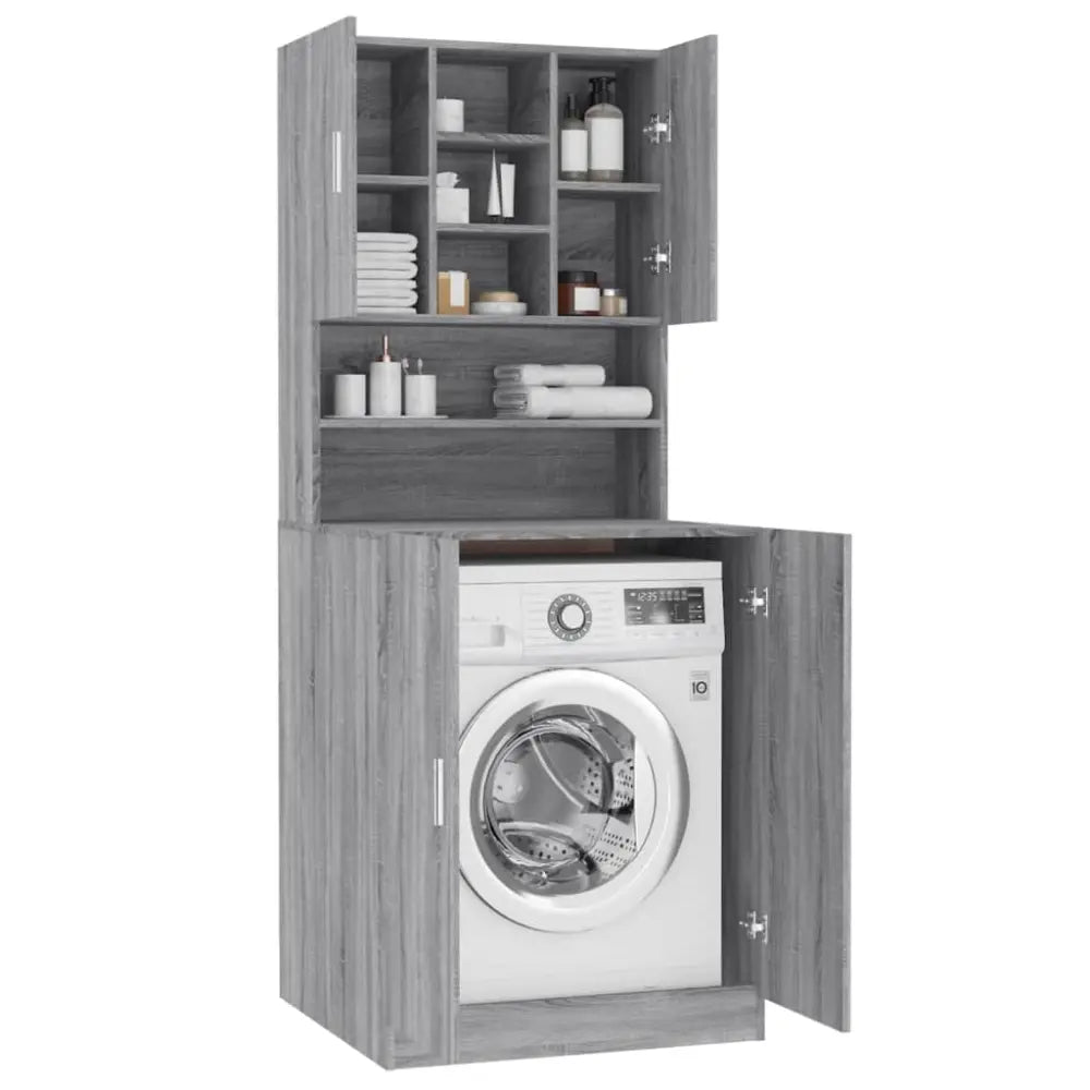 machine kast opslag - wasmachine kast ombouw met deuren bewerkt hout grijs sonoma eikenkleurig
