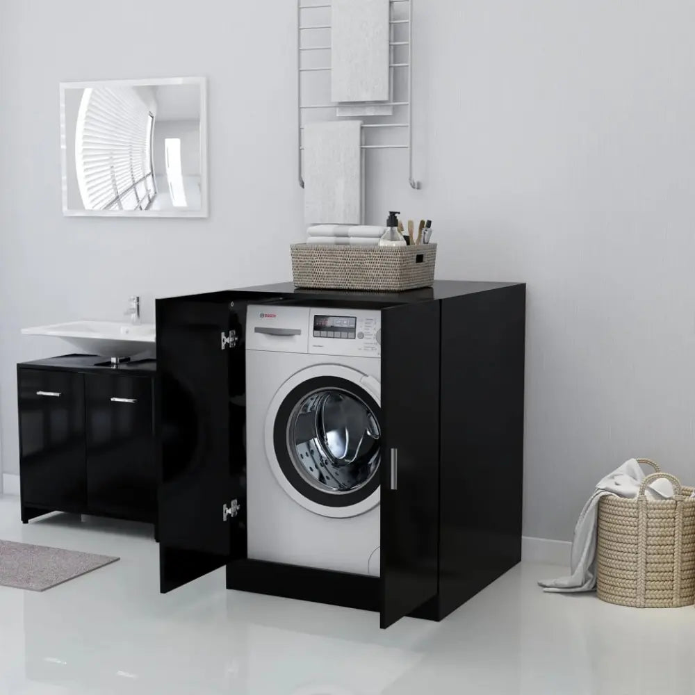 machine ingesloten zwart kast - wasmachine kast ombouw met deuren zwart