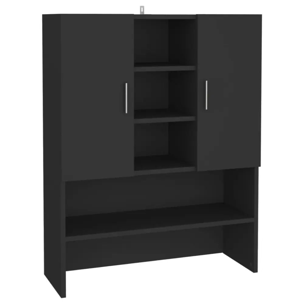 zwart wandmontage kast deuren planken - wasmachine kast ombouw met deuren zwart