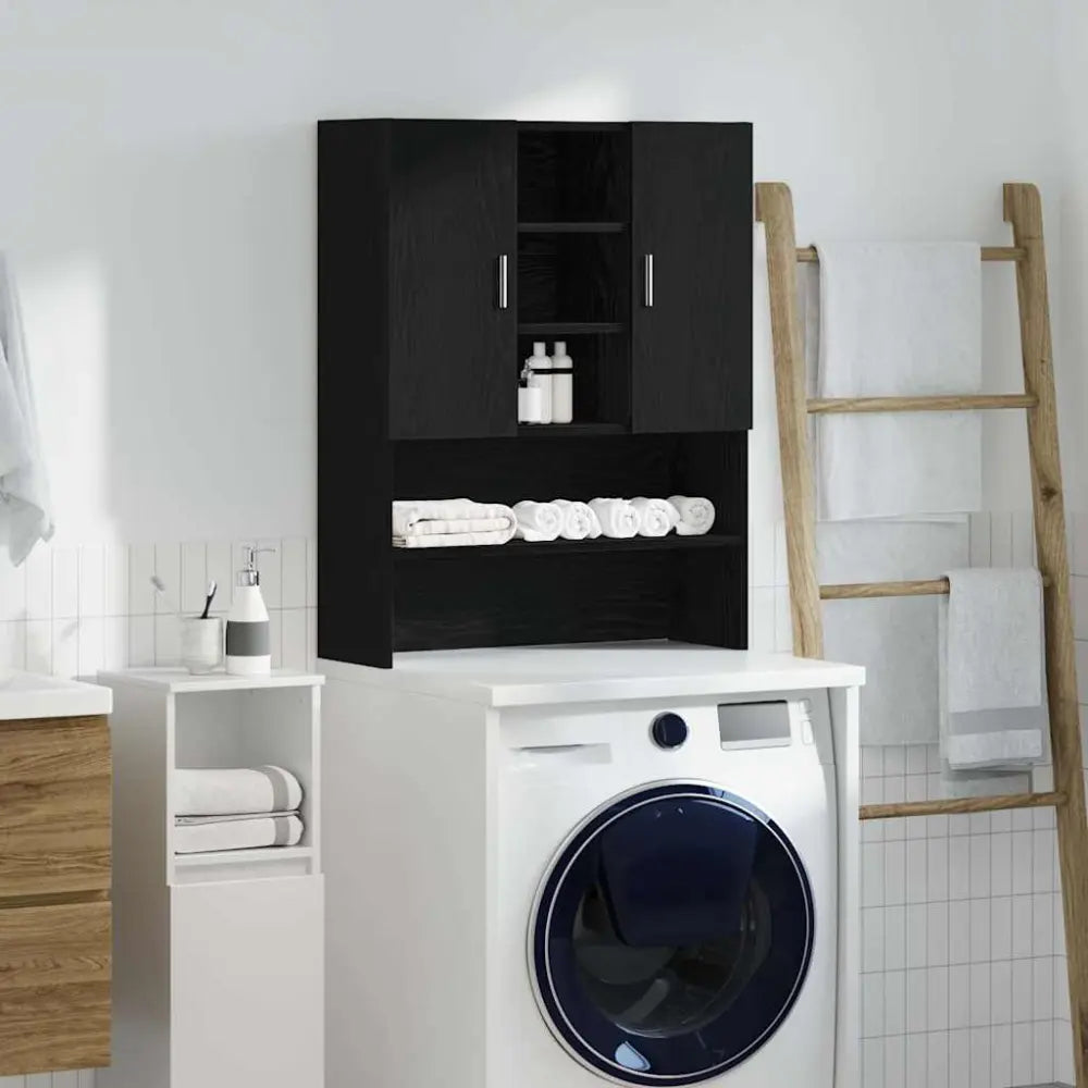 zwart badkamer muur kast - Wasmachine kast opbouw zwart