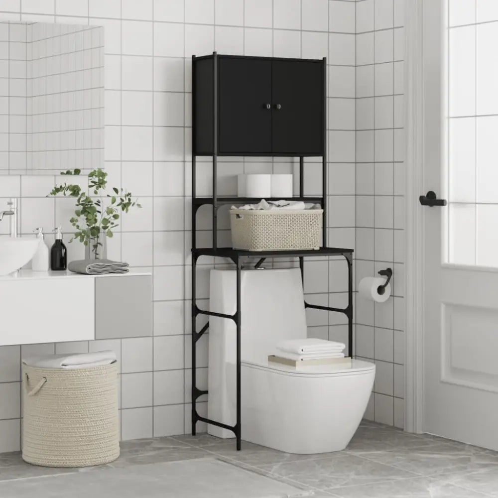 zwart boven het toilet opslag eenheid - Wasmachine kast rek met deuren zwart