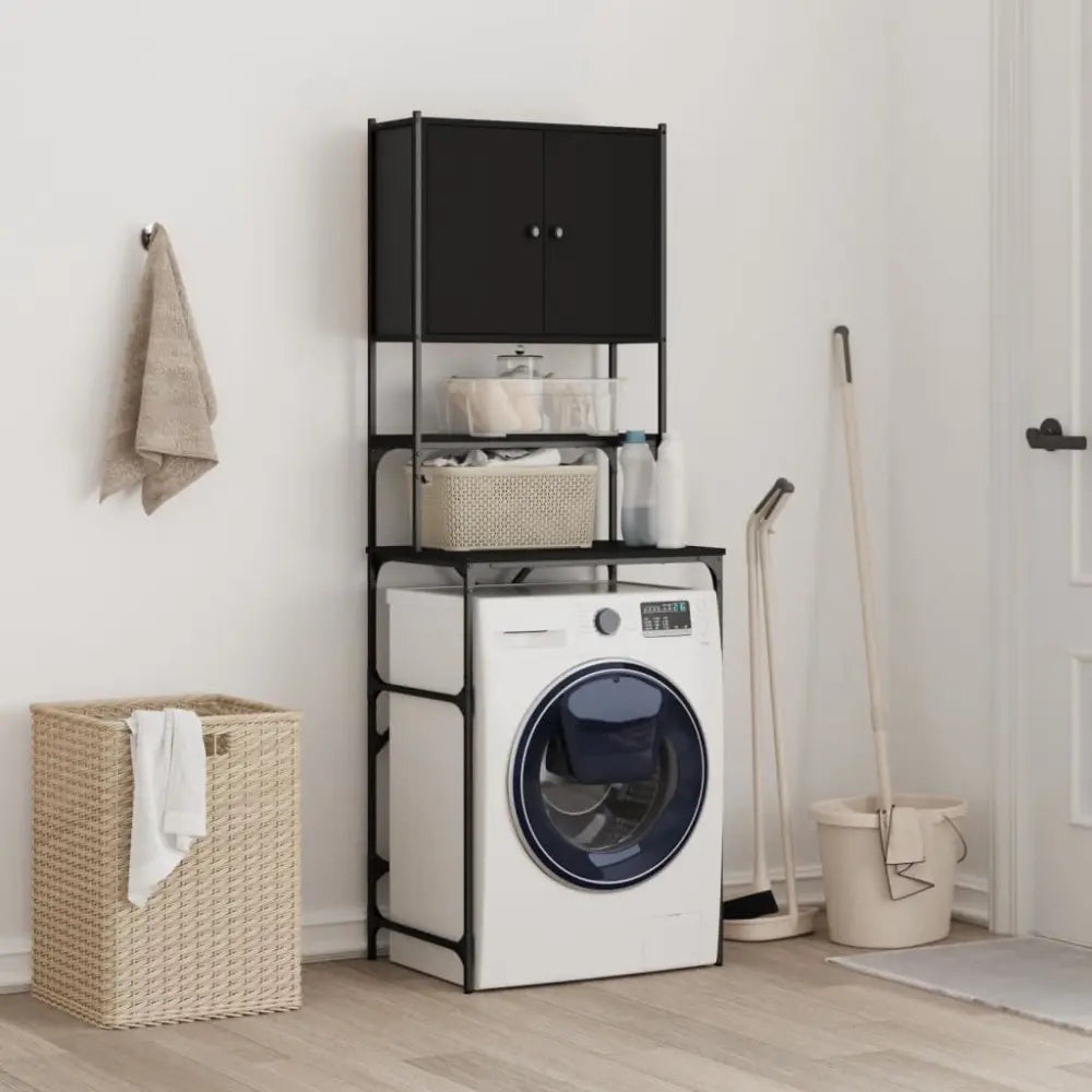 kamer organisatie - Wasmachine kast rek met deuren zwart