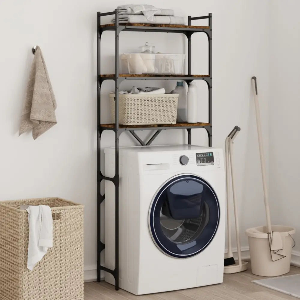 kamer eenheid - Wasmachine kast rek op berg vak boven bewerkt hout gerookt eiken kleurig