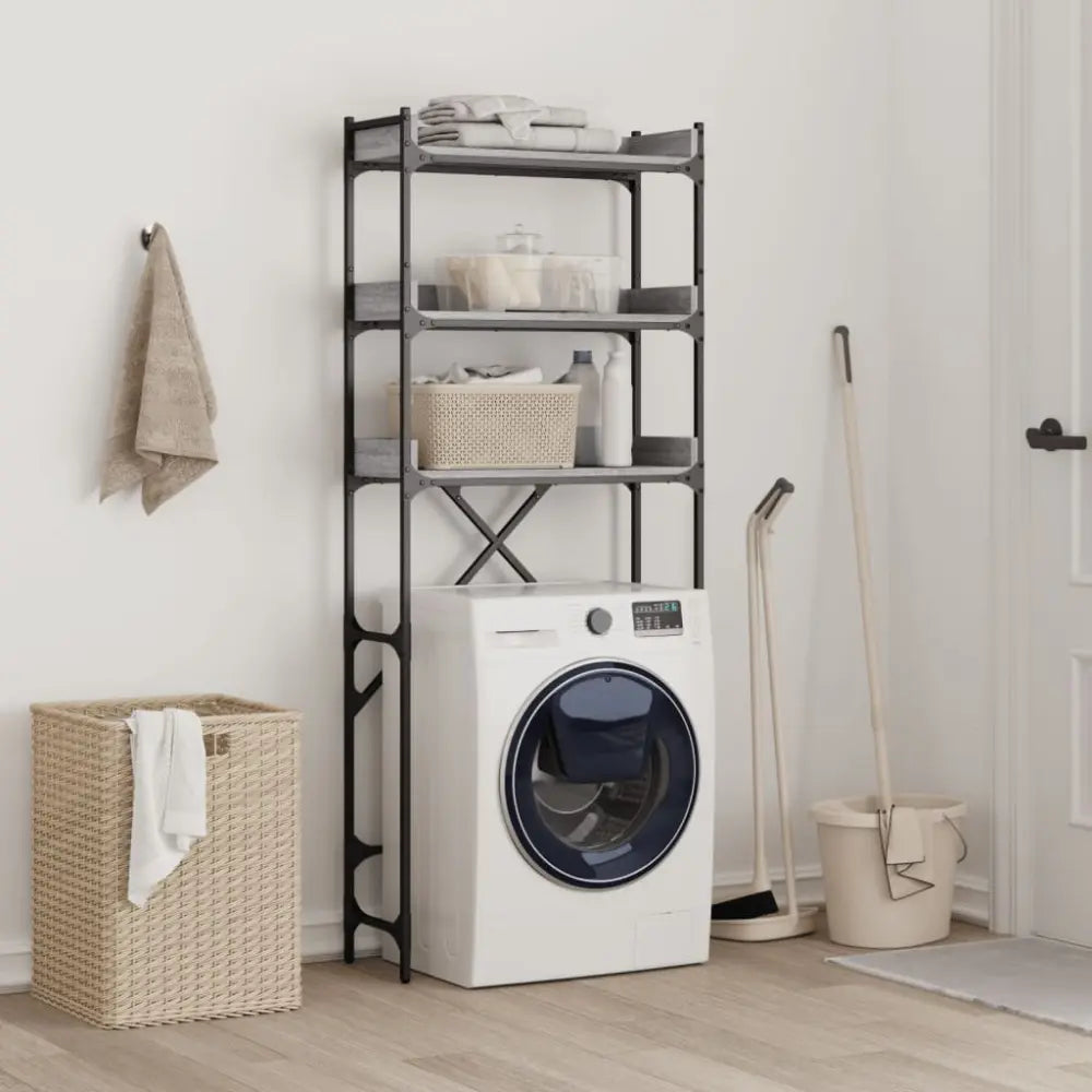 kamer eenheid - Wasmachine kast rek op berg vak boven bewerkt hout grijs sonoma