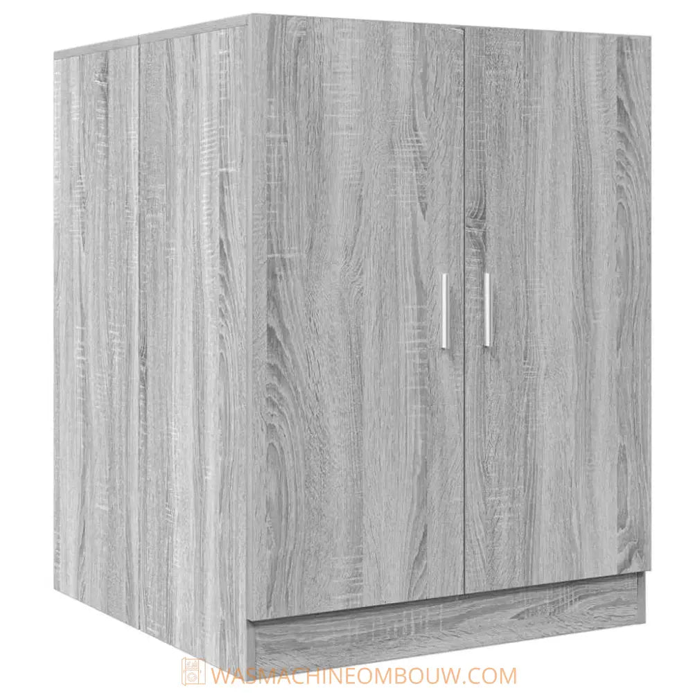 grijs houtnerf kast - Wasmachine ombouw bruin eiken kleurig