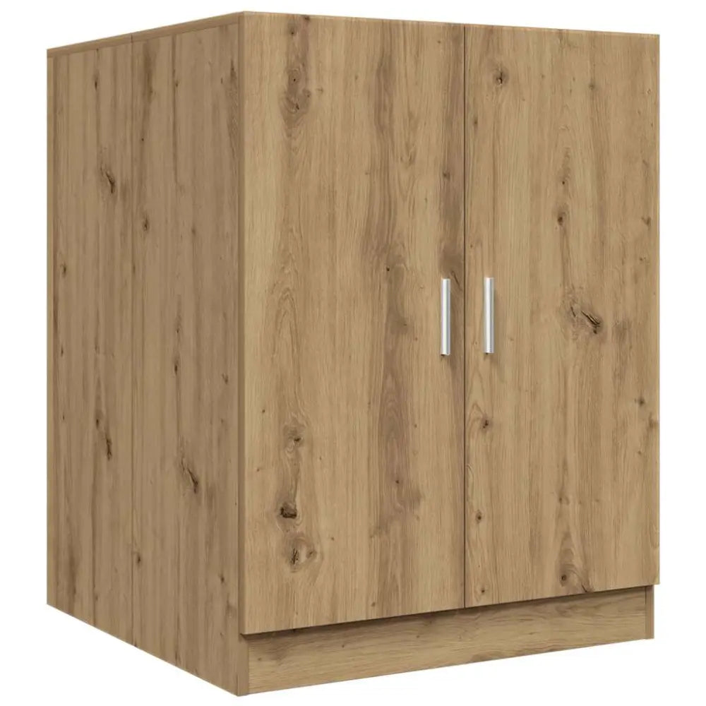houten kast zilver handgrepen - wasmachine ombouw kleur licht eiken