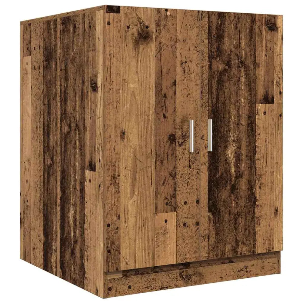 rustiek houten kast - Wasmachine ombouw kleur oud hout