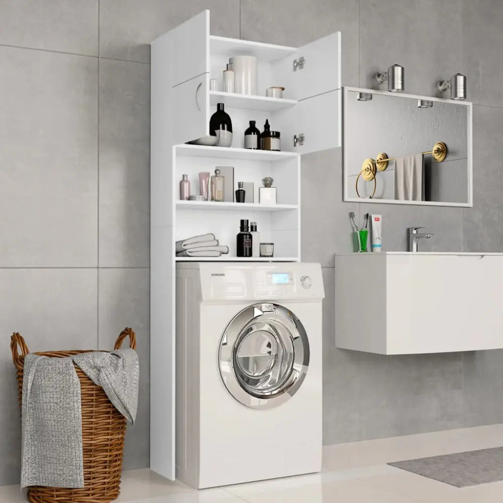 badkamer setup - Wasmachine ombouw met kast wit