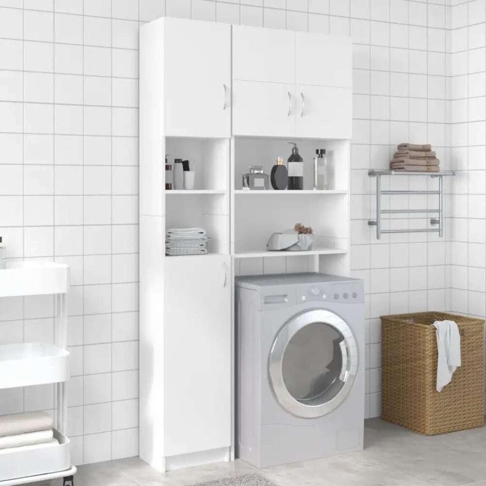 wit opslag kast - Wasmachine ombouw set bewerkt hout wit