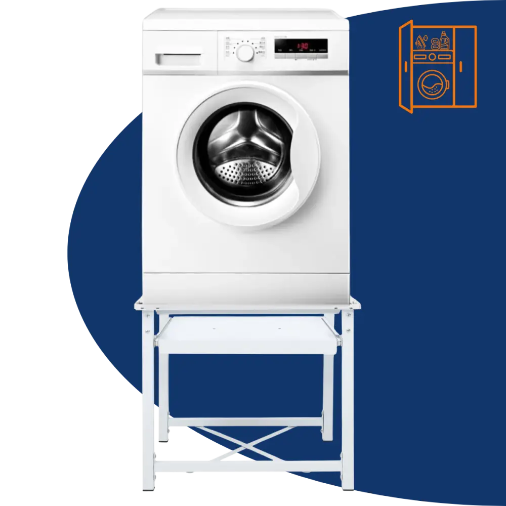 wit machine stand - Wasmachine verhoger met uittrekbaar schap wit